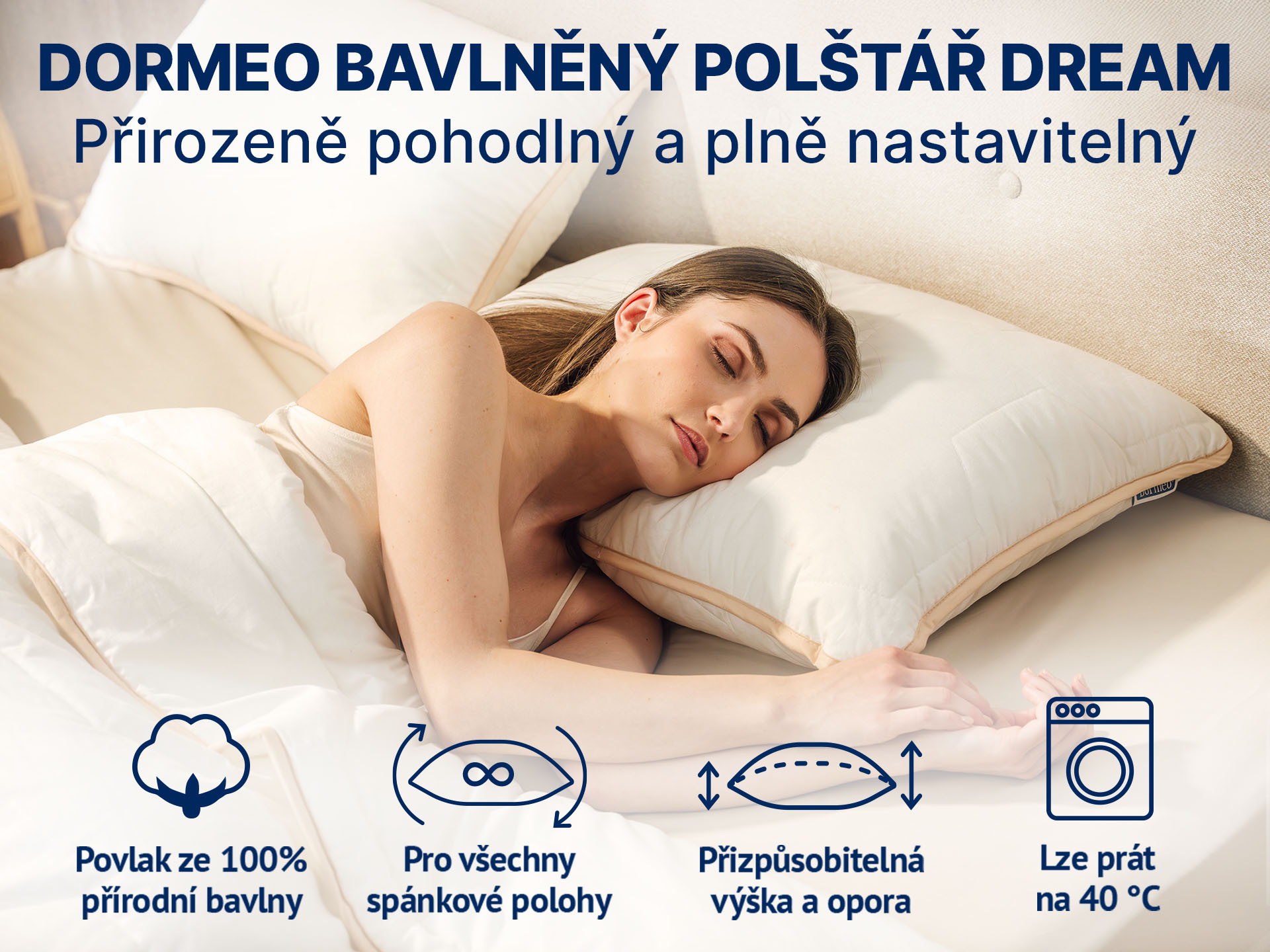 Dormeo bavlněný polštář Dream 50x70 cm