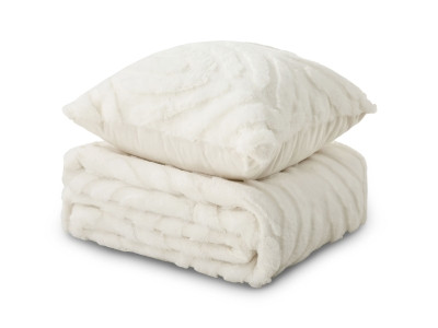 KOC I PODUSZKA WARM HUG LUX PERŁOWY