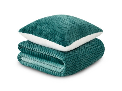 KOC I PODUSZKA WARM HUG TURKUSOWY OMBRE