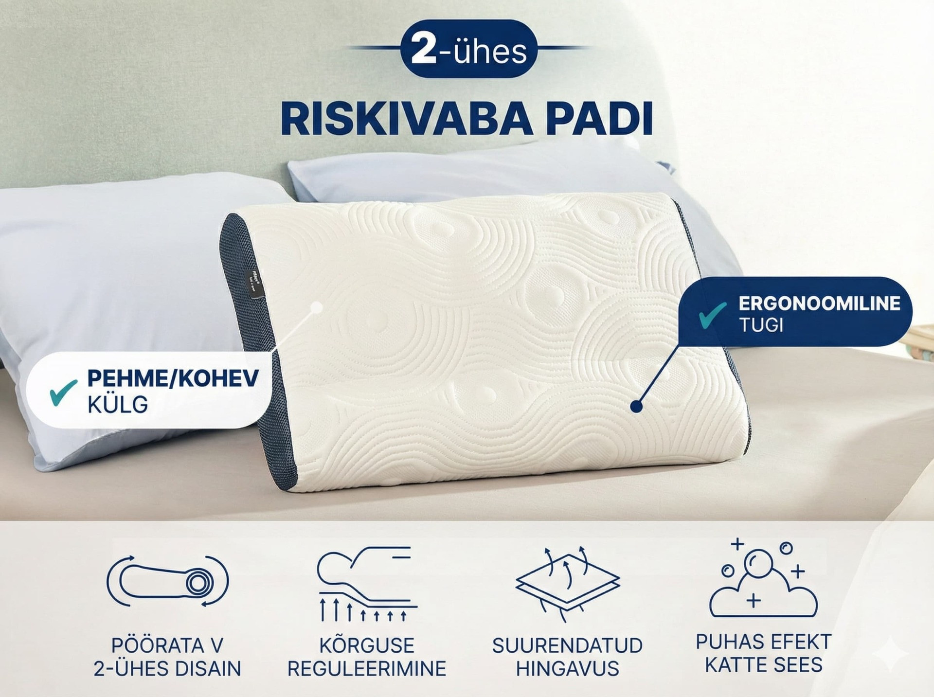 Kaks-ühes padi Air+ Smart 40x60 cm