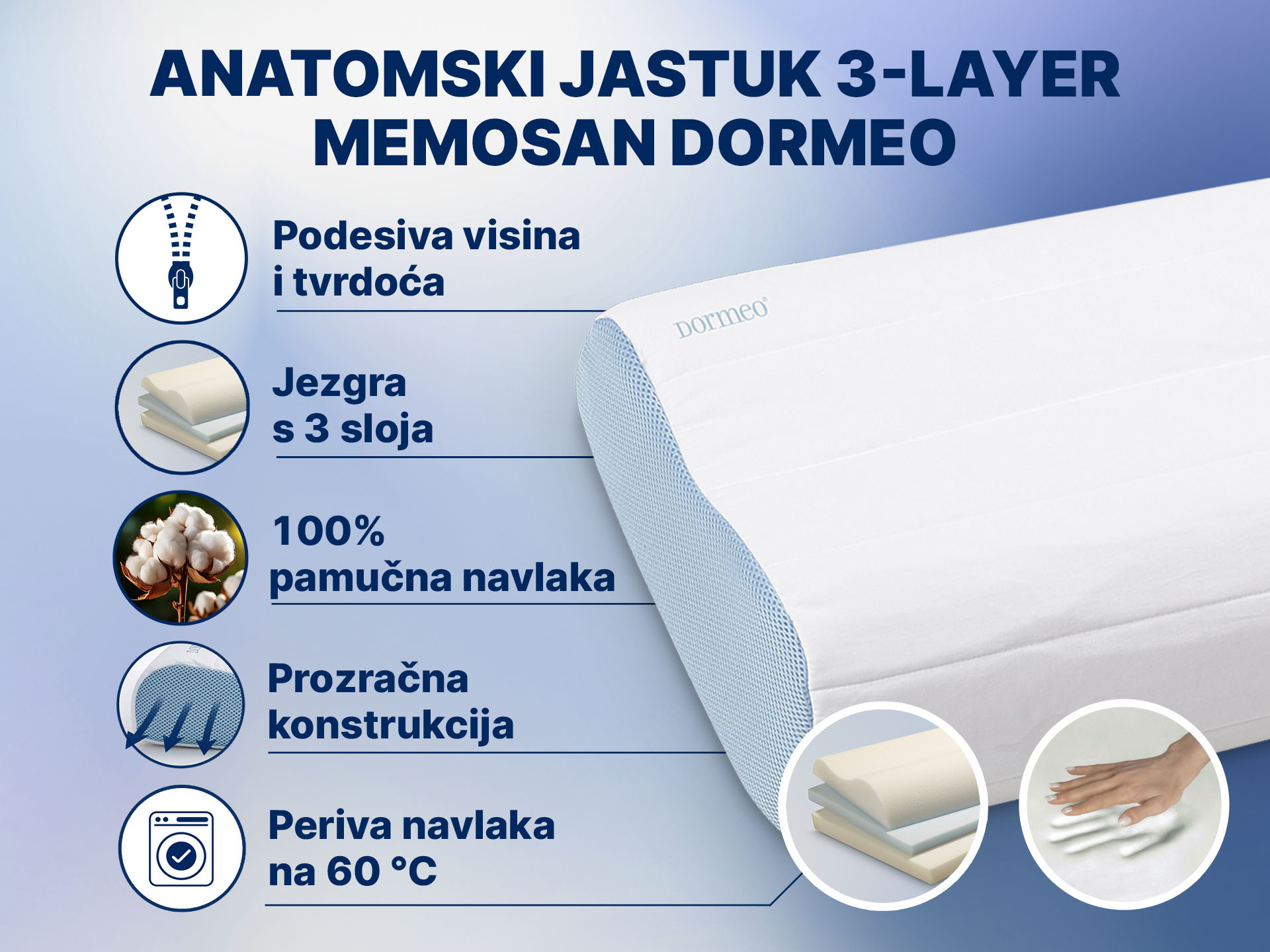 Anatomski jastuk 3-layer Memosan Dormeo