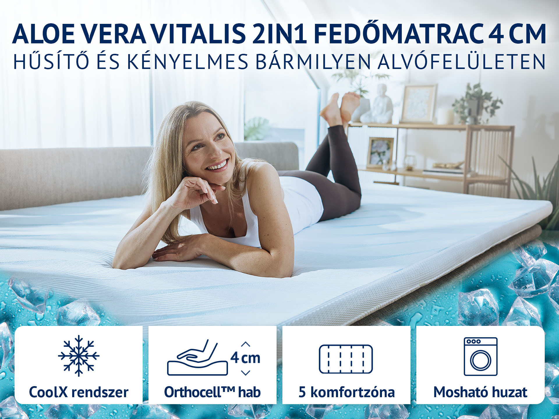 Dormeo Aloe Vera Vitalis 2-In1 Fedőmatrac - 4 cm