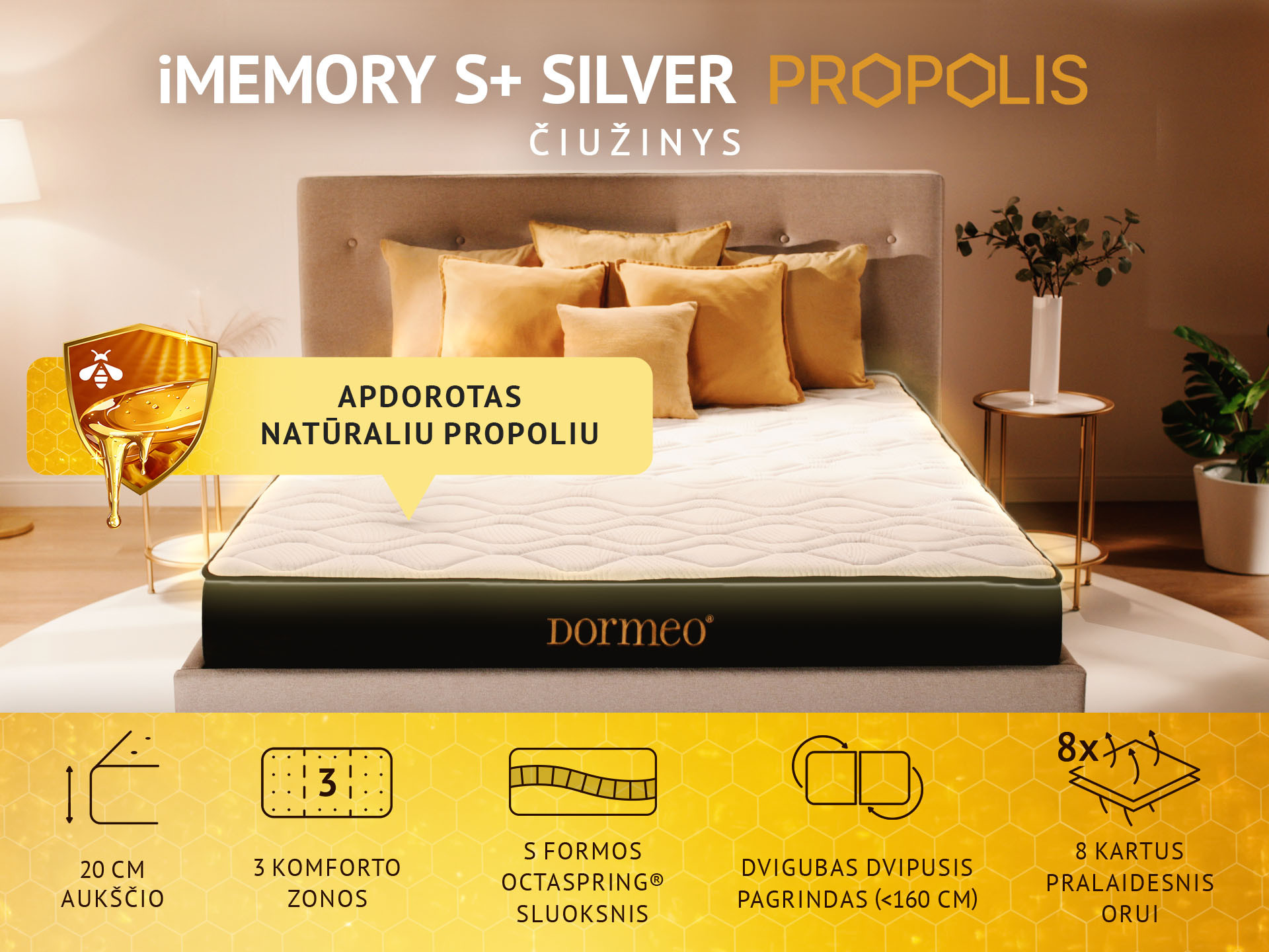 Dormeo iMemory S+ Silver Propolis čiužinys