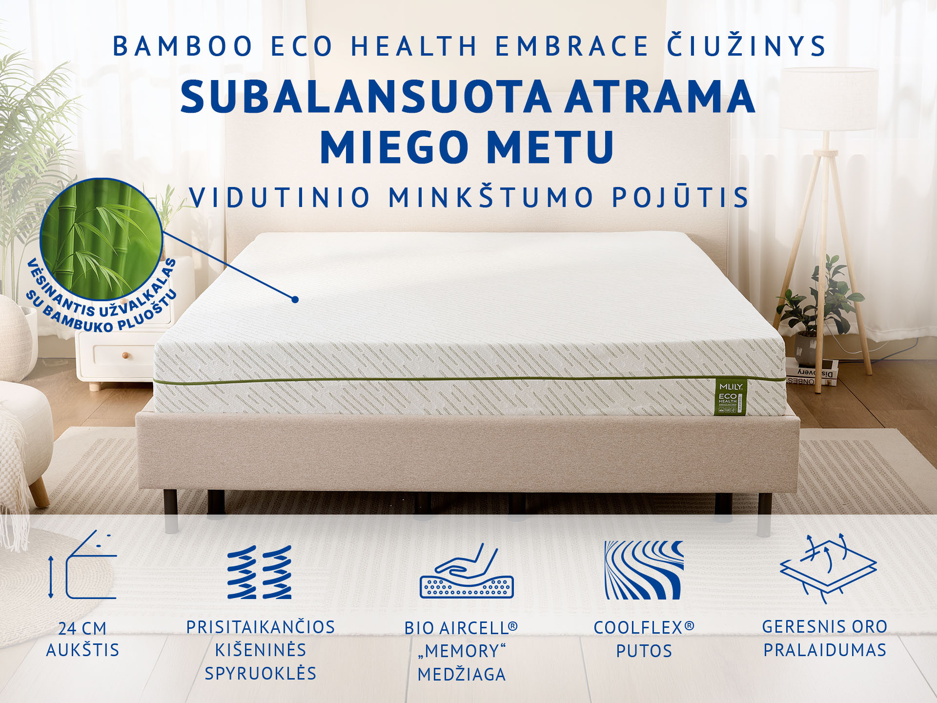 Mlily Bamboo Eco Health Embrace čiužinys