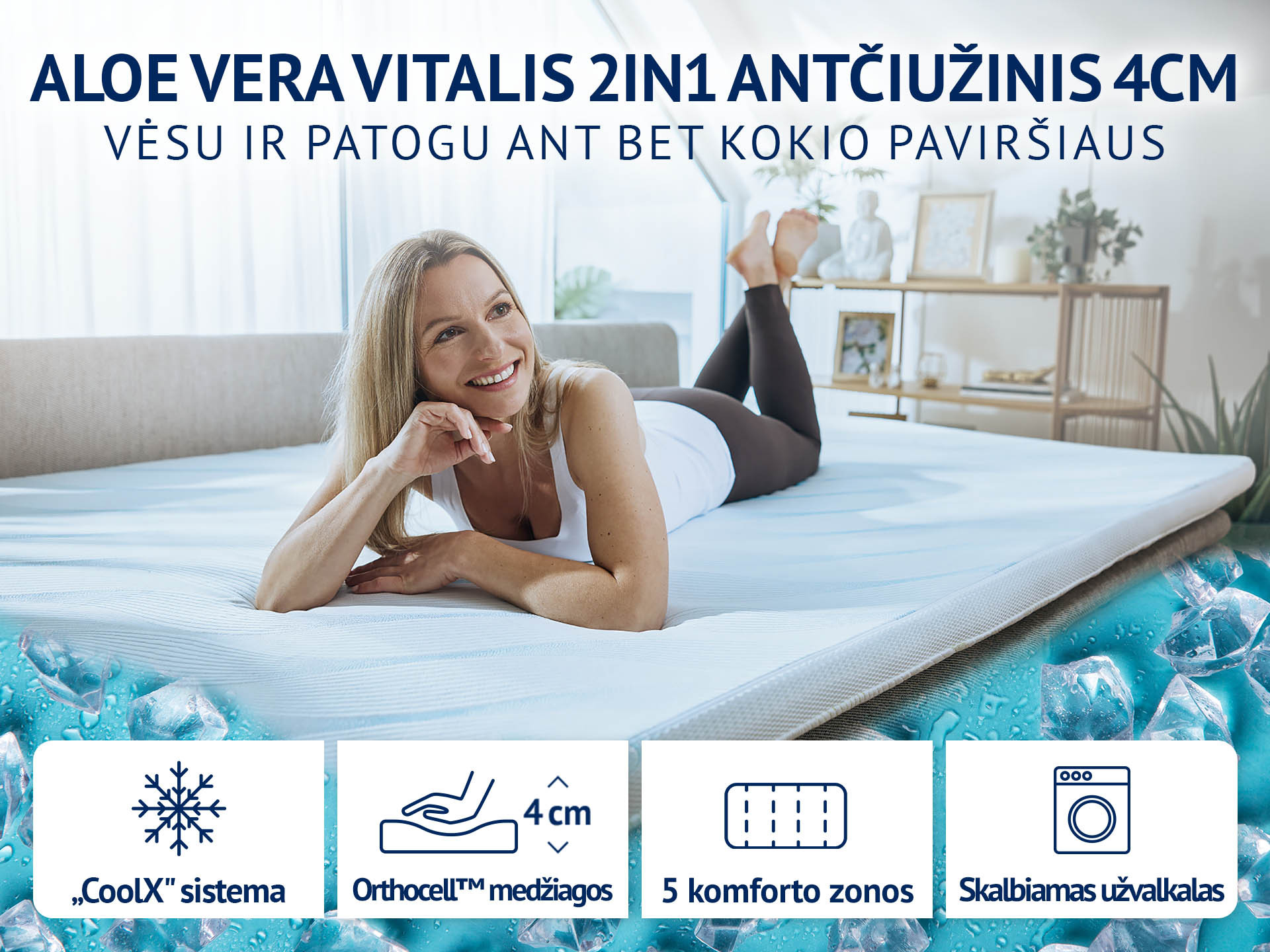 Dormeo Aloe Vera Vitalis 2in1 antčiužinis 4 cm