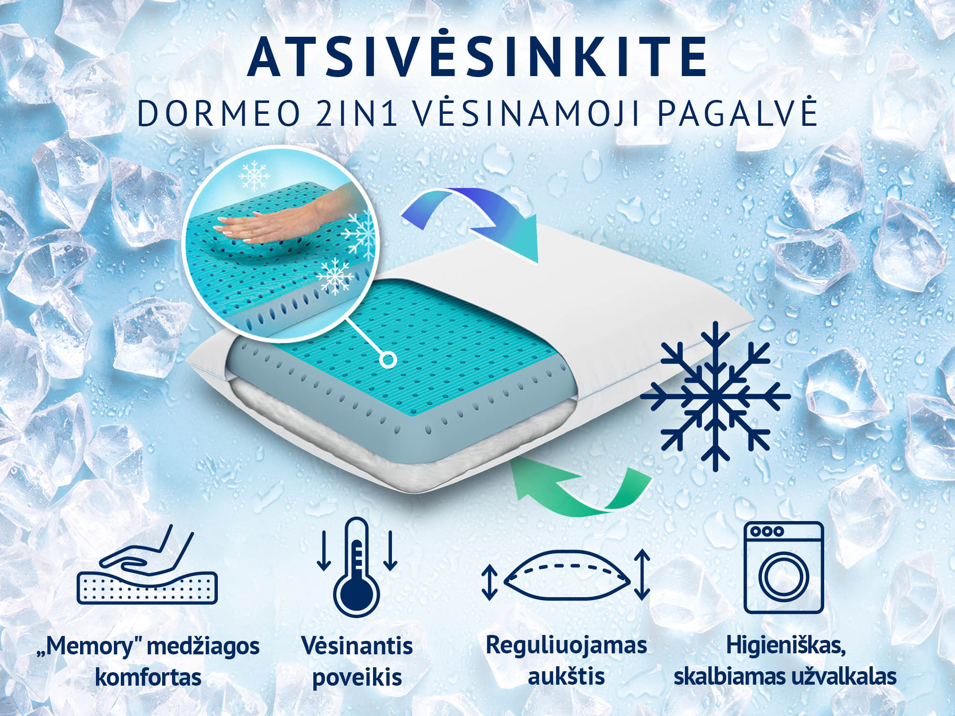 Dormeo 2in1 vėsinamoji pagalvė