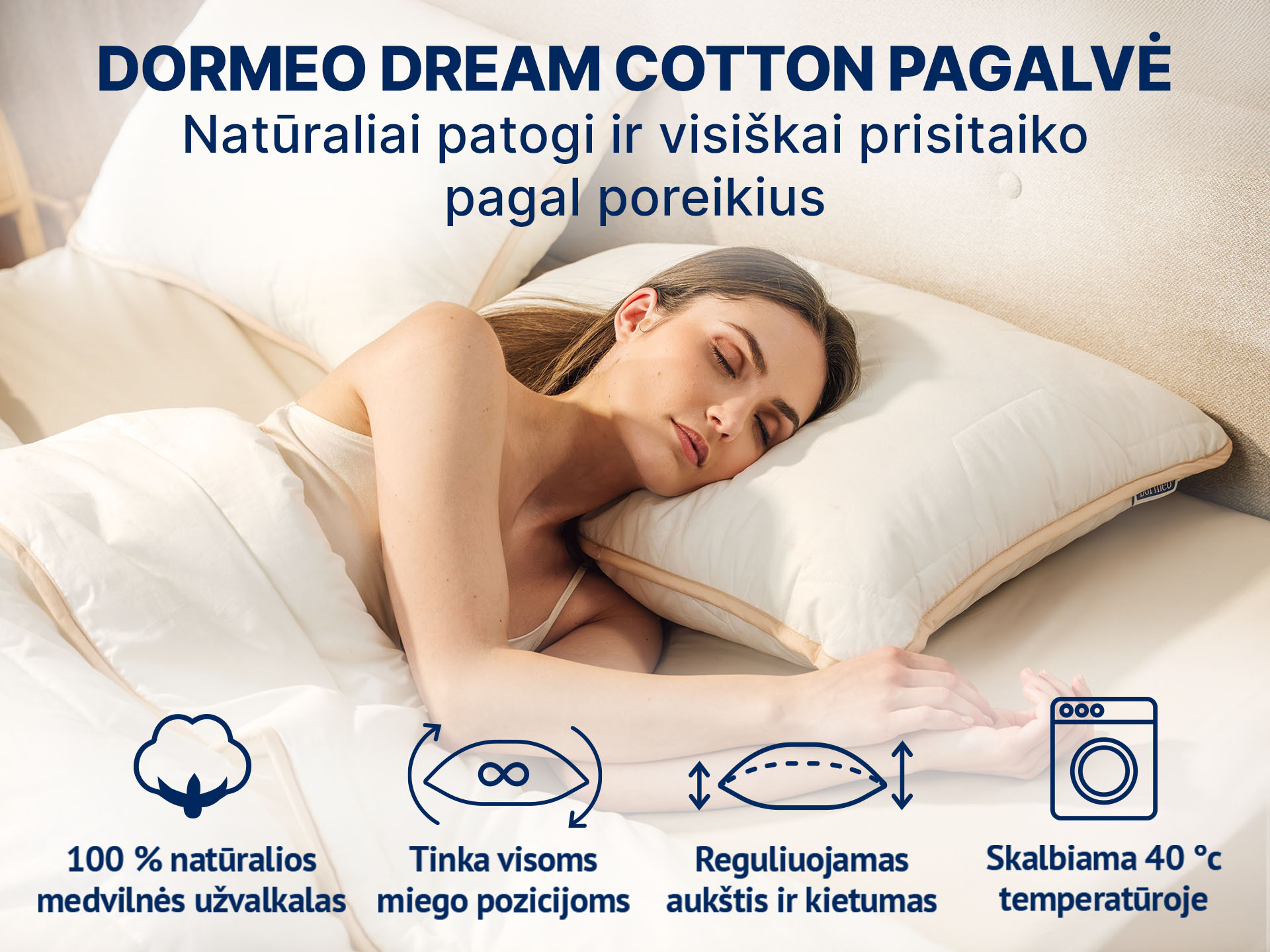Dormeo Dream Cotton/medvilninė pagalvė