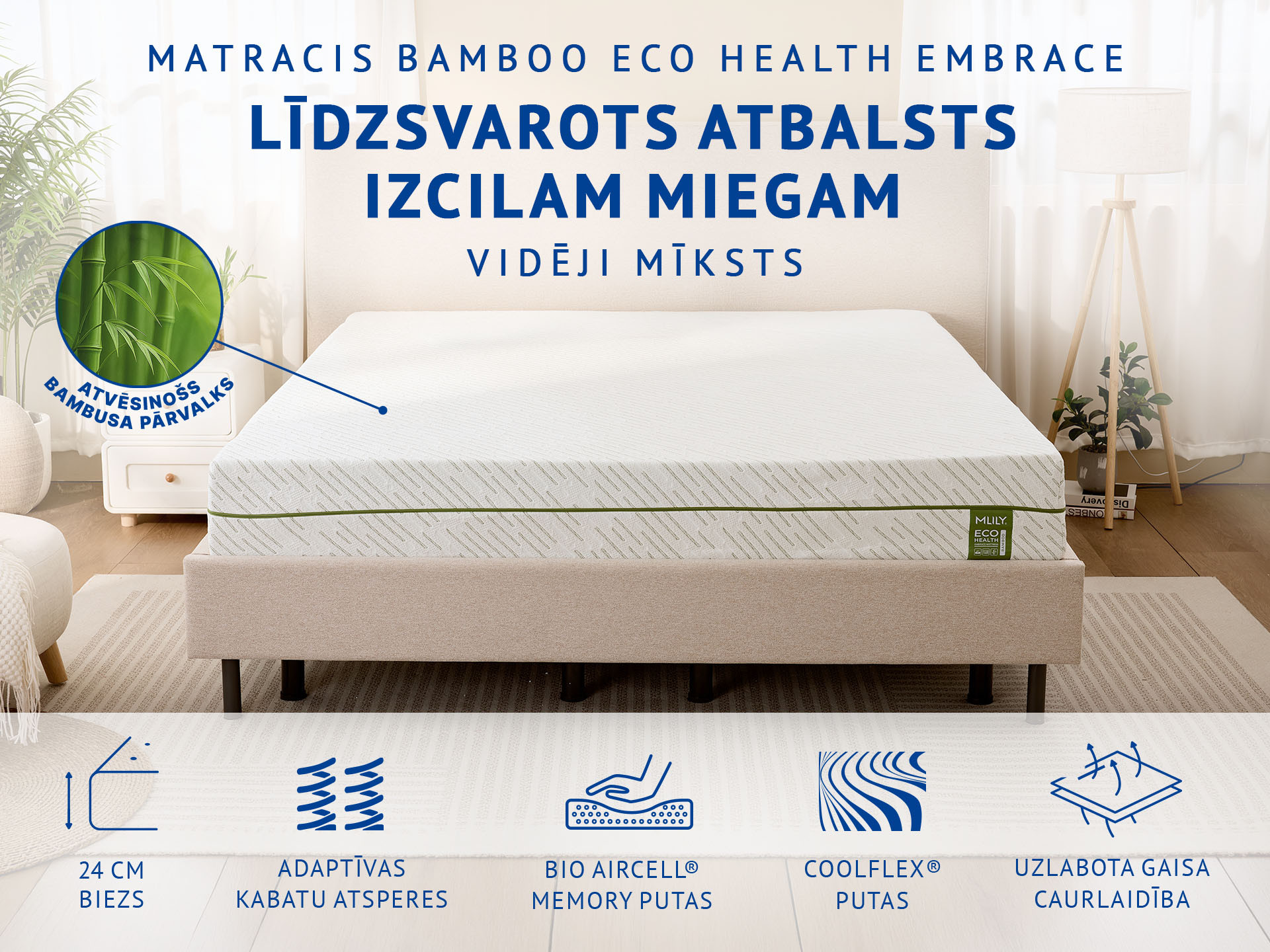 Mlily matracis Bamboo Eco Health Embrace
