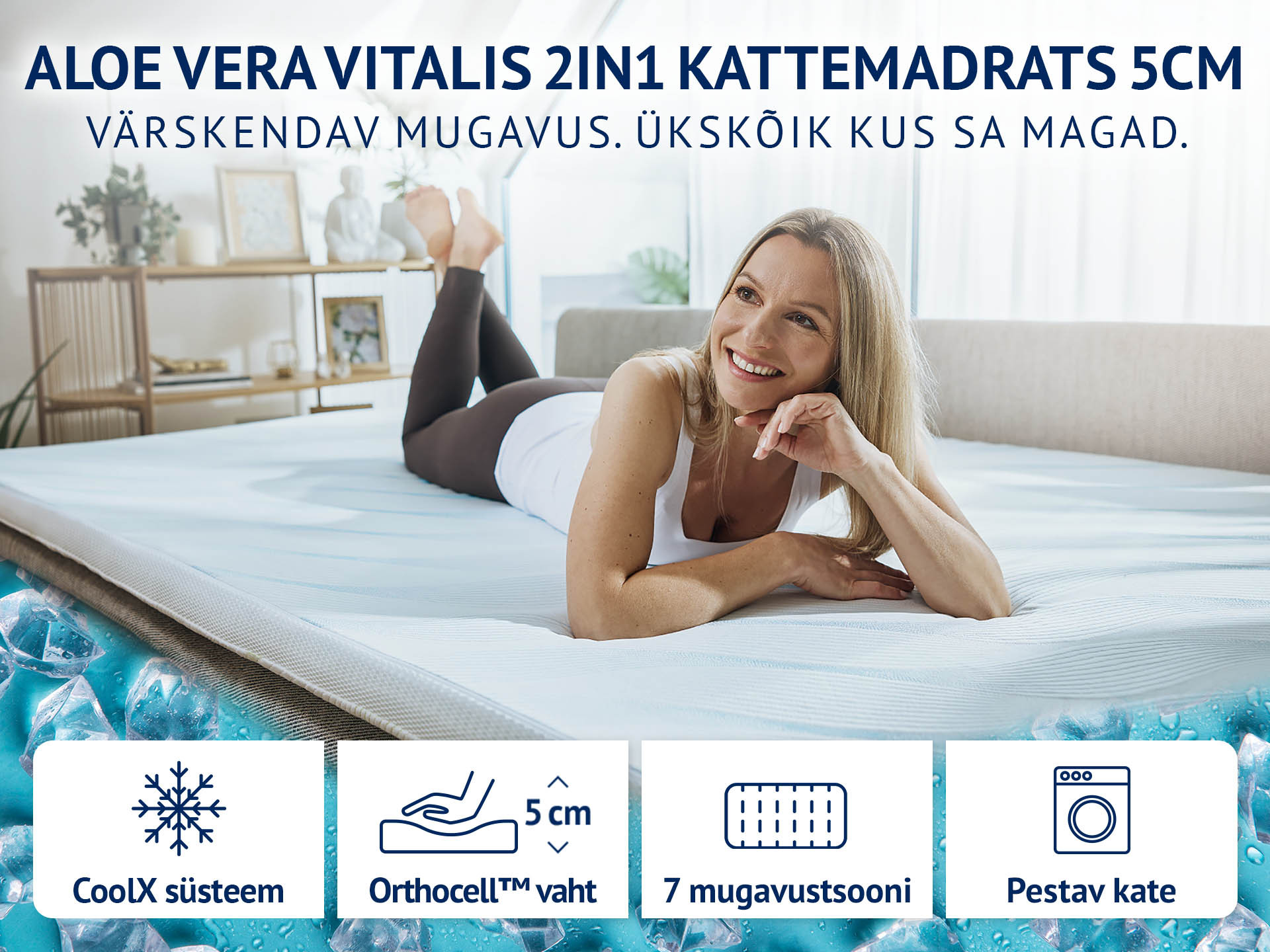 Kattemadrats Dormeo Aloe Vera Vitalis 2in1 5 cm