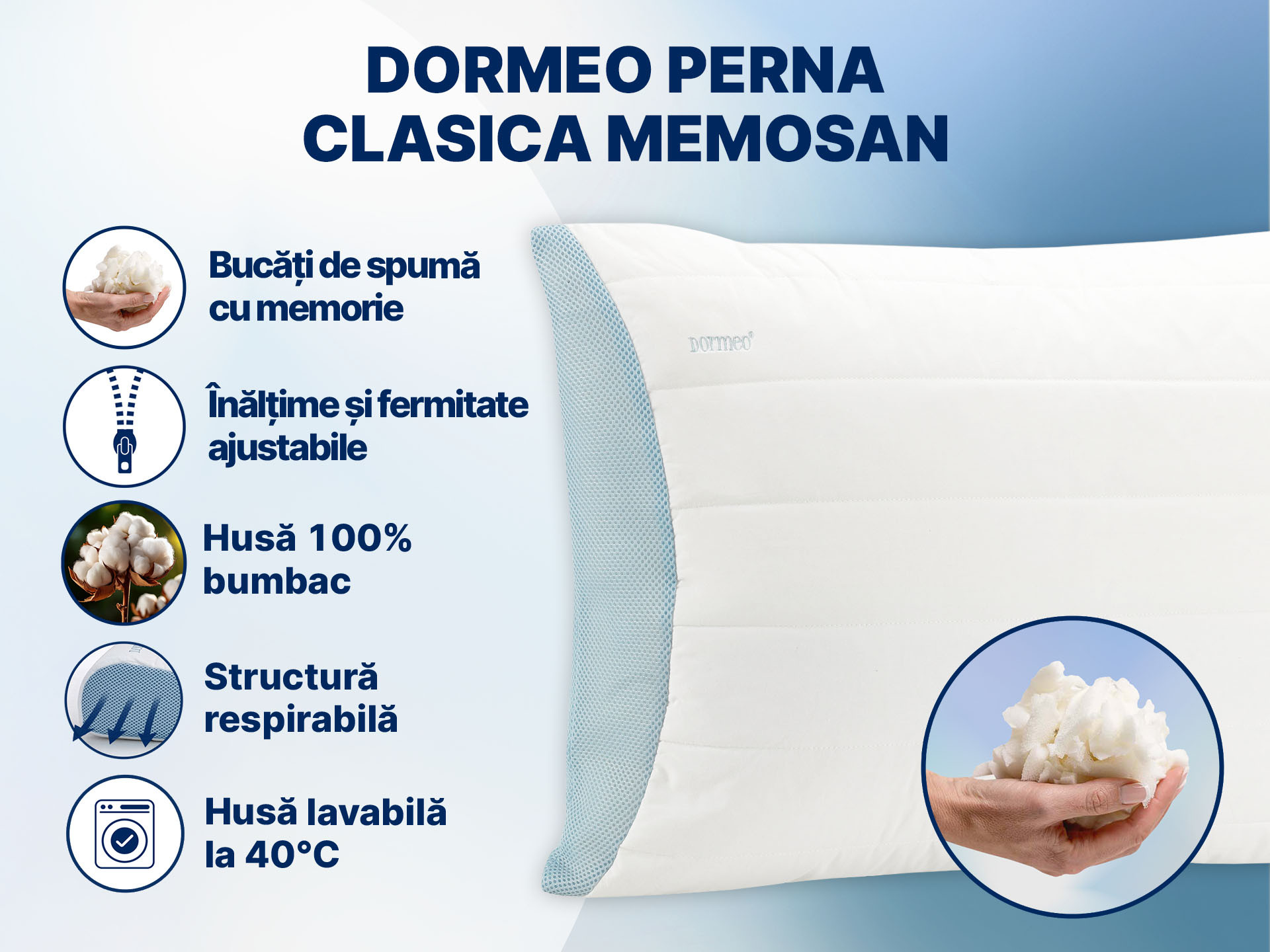 Dormeo perna clasica Memosan Mf 50x70 cm