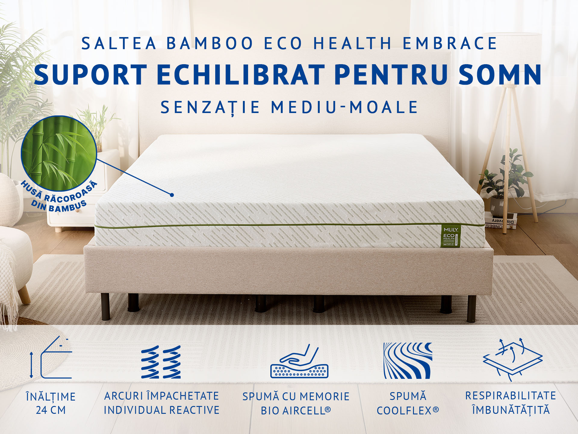 Saltea Mlily Bamboo Eco Health Embrace