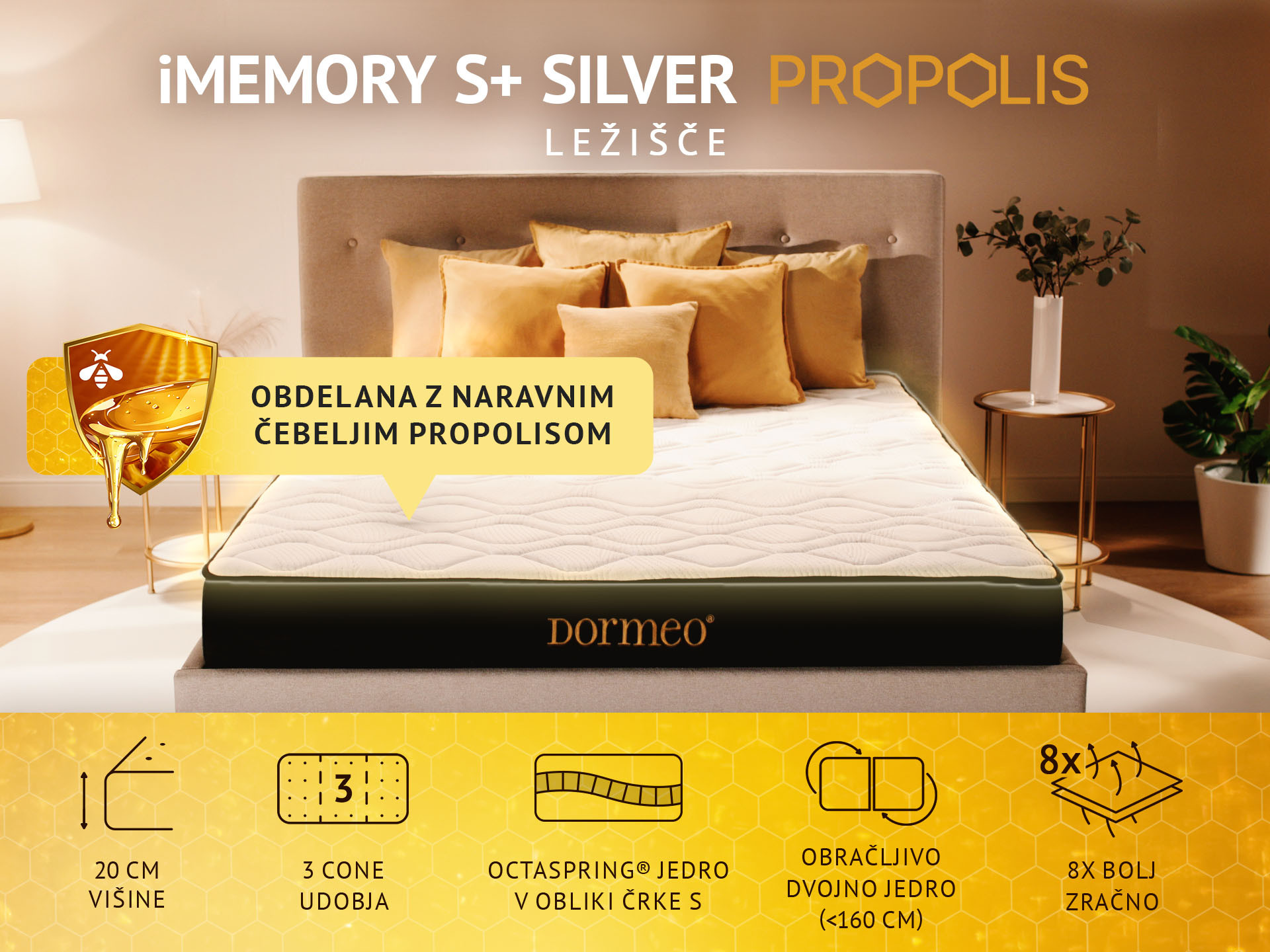 Ležišče Dormeo iMemory S+ Silver Propolis