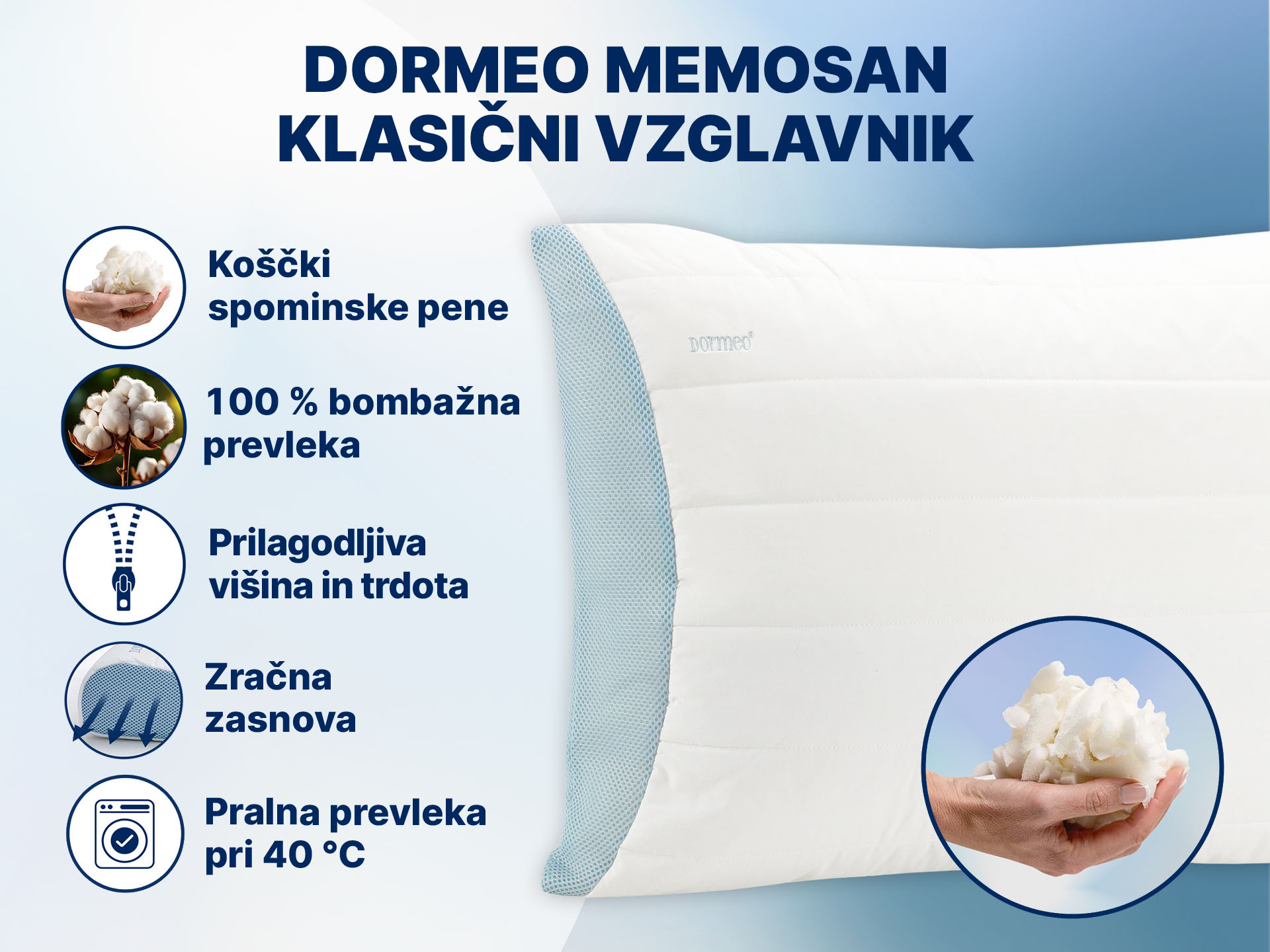 Dormeo Memosan klasični vzglavnik