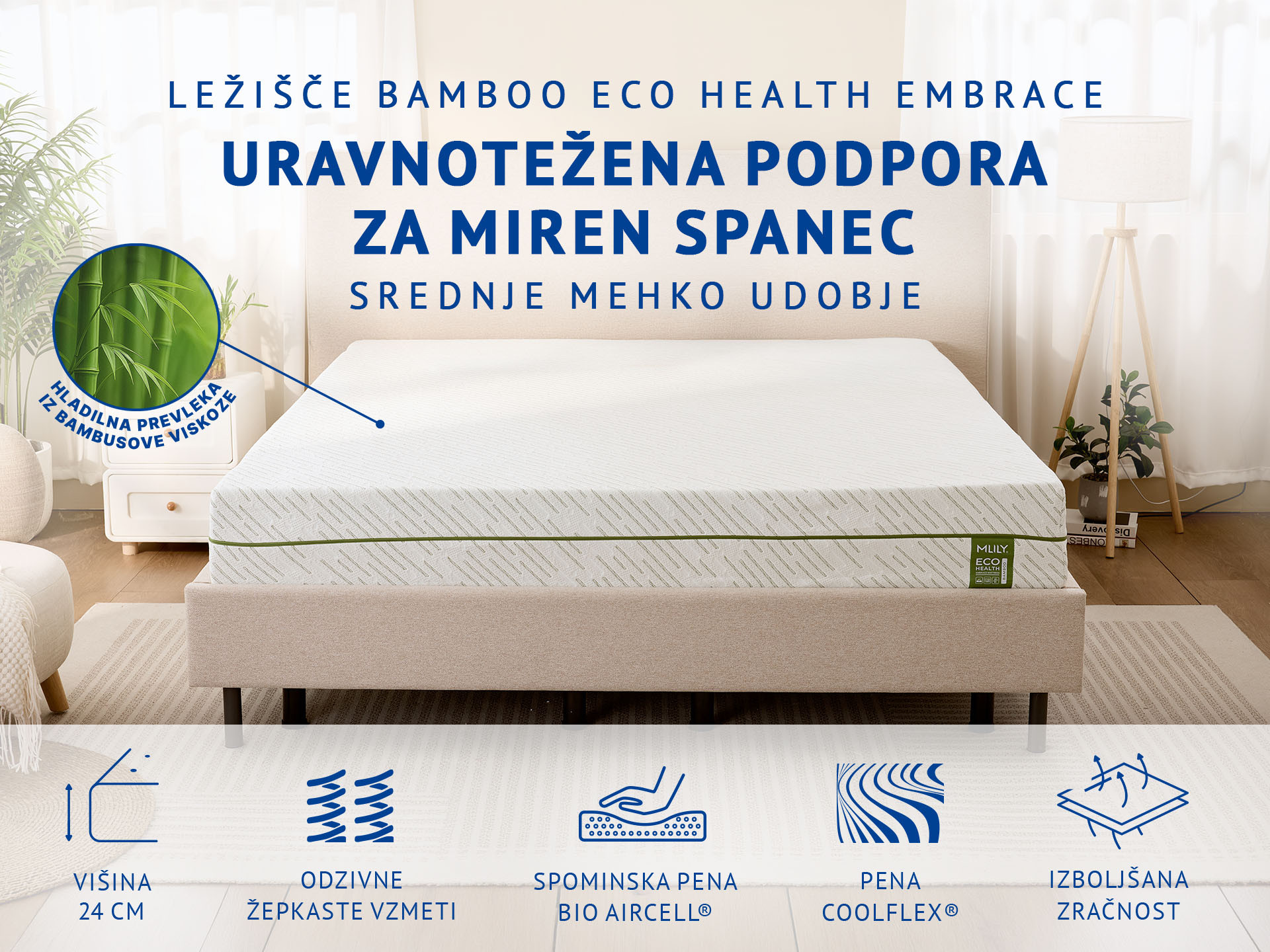 Ležišče Mlily Bamboo Eco Health Embrace