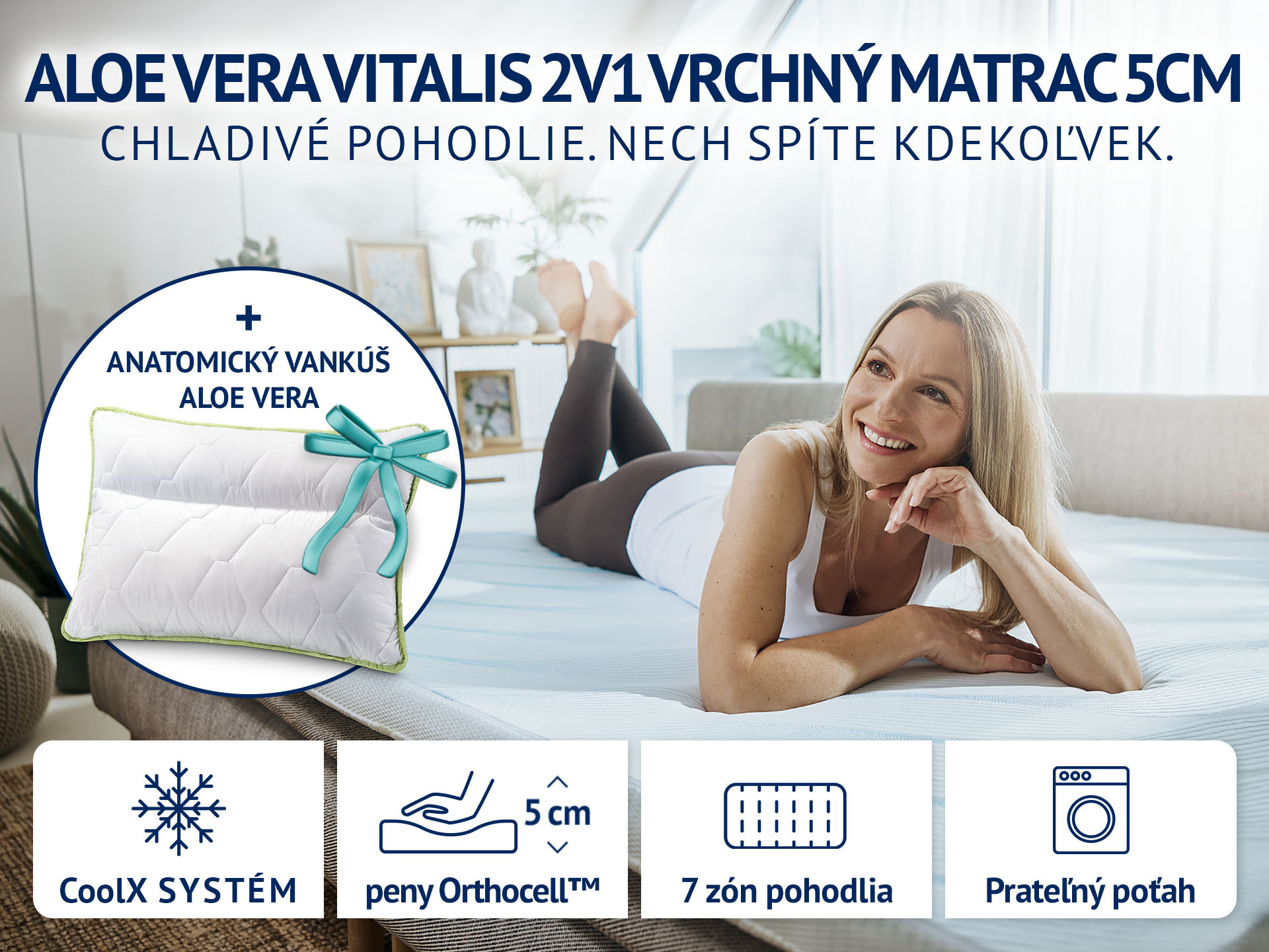 Dormeo Aloe Vera Vitalis 2-In-1 Fedőmatrac 5 cm