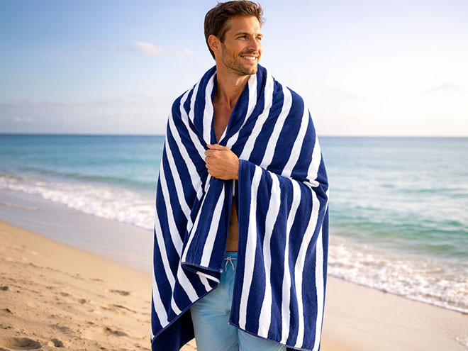Ręcznik plażowy-torba 2w1 80x160 niebieski Dormeo