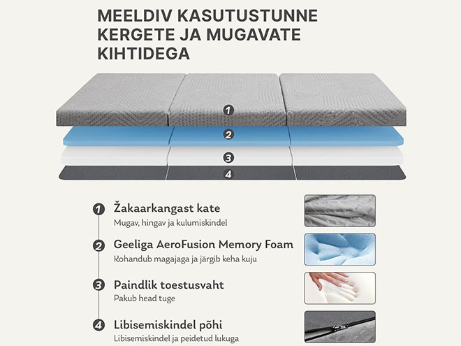 Dormeo memory foam kokkupandav madrats